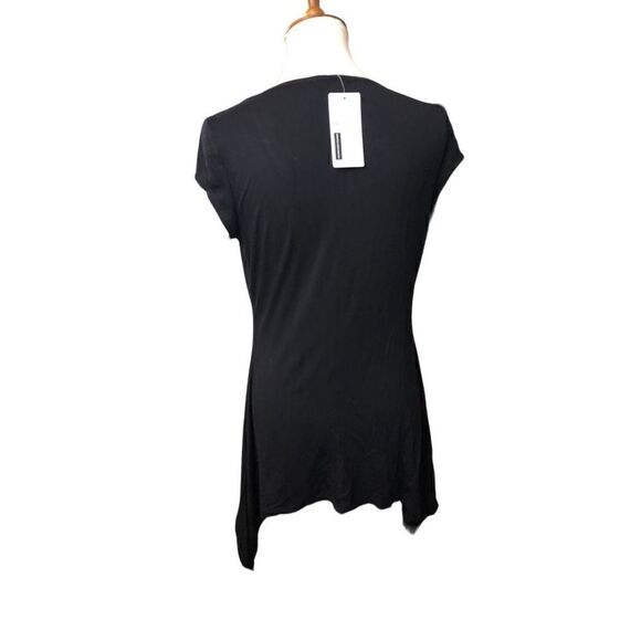 Meaneor black shark bite hem cap sleeve scoop neck soft tunic Size M - Picture 5 of 10